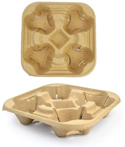 PZ 50 PORTA BICCHIERI 4 POSTI IDEALI PER L'ASPORTO DI BEVANDE CALDE. CARTONE IN CELLULOSA AVANA PORTA BICCHIERI PER CIOCCOLATA CALDA, CAPPUCCINO, CAFFE AMERICANO