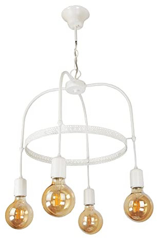 lux.pro Hängelampe Llandudno Pendelleuchte 4 x E27 Weiß Hängeleuchte Wohnzimmer 4-flammig industrial Metall Deckenlampe hängend