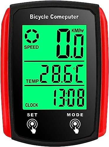 WWFAN WDX- Burko Bicycle Computer,Wired Bike Computer 19 Functions Touch Bike Speedometer Waterproof Bicycle Computer With Backlight Speed measurement (Color : Red)