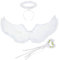 Engelsflügel Weiß, Engel Kostüm Damen mit Zauberstab und Heiligenschein, 60CM Engel Flügel Kostüm für Karneval Halloween Cosplay Party Fasching Kostüme Deko