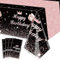 4 Stück schwarz und Rose Gold Party Tischdecken - Rose Gold schwarz Geburtstag Dekorationen Tischdecke rechteckigen Tisch deckt Geburtstag Tischdekorationen für Frauen Mädchen Prinzessin, 130x180cm