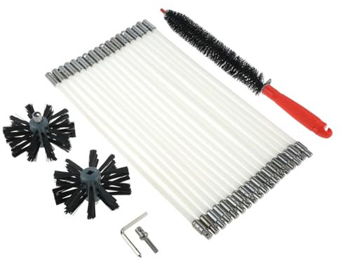 SURIEEN 24 Ft Dryer Vent Cleaner Kit with Vacuum Hose Attachment, Fireplace Cleaning Brush Kit, Appliance Cleaning Brush for Fireplace, Dryer Vent, Sewage Pipe, Fume Hood