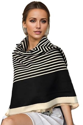 LA FERANI Damen Kaschmir Schal 130x130 Früling dünn Kaschmirschal beige Schwarz Stola Wollschal Business Style Klassik Damenschal