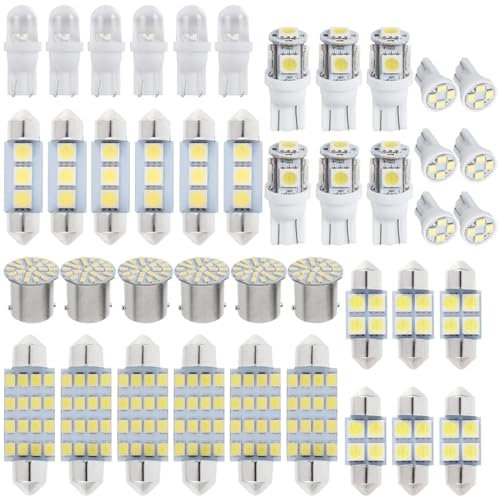 42 Pcs LED Interior Light Kit Car LED Lights Interior Lights 6000K 12V T10 168 2825 W5W 921 Kit For Car Vehicle Map Dome Door Trunk License Plate Light Bulb
