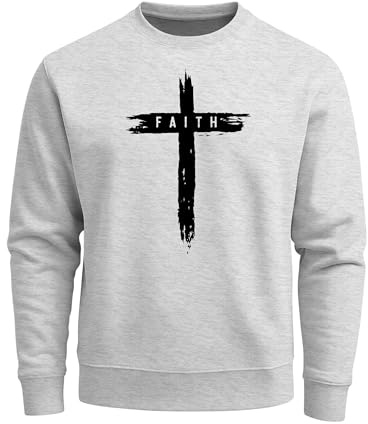 Neverless® Sweatshirt Herren Aufdruck Kreuz Cross Faith Glaube Trend-Motiv Techwear Rundhals-Pullover Fashion