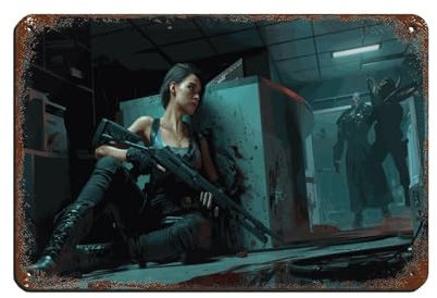 Resident Evil Jill Valentine HD Poster 2 Retro Poster Metall Blechschild Chic Art Retro Eisen Malerei Bar Menschen Höhle Cafe Familie Garage Poster Wanddekoration 20 x 30 cm