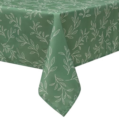 Arquiel Tischdecke Rechteckige grüne Blätter, Blätter Farn StrapazierfäHiges Tischtuch, Pflegeleicht Abwischbar Tischdeck FüR KüChe, Garten, Hochzeit, DraußEn (152 x 213 cm)