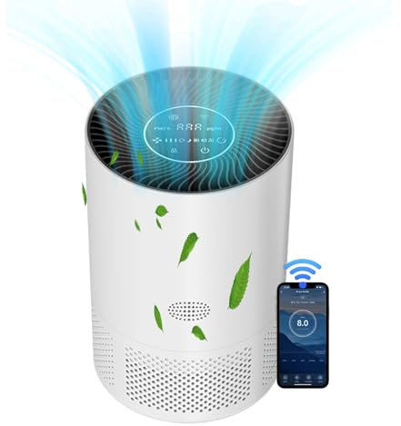 Shunrenful Air Purifiers for Bedroom Wifi Alexa APP Control Timer/Air Purifier Cleaner W PM 2.5 Air Quality Light, Smart Air Purifier for Home Large Room (ZHIBO C40 Pro-PJ01(1set))