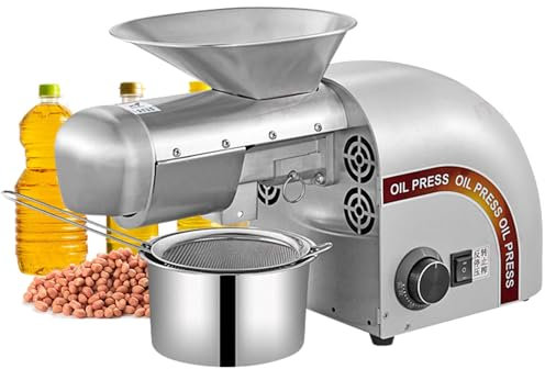 Qiang Presse à Huile électrique 1800W,Extracteur Domestique à Haut Rendement D'huile,Extracteur Chaud Et Froid Contrôle De La Température 0-300 ℃,pour Plus De 40 Ingrédients,Silver-220V