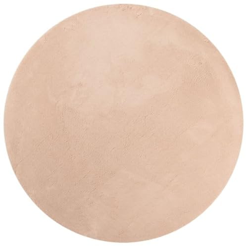 vidaXL Teppich HUARTE Kurzflor Weich und Waschbar Blassrosa Ø 80 cm