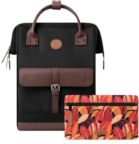 Cabaïa - Adventurer Rucksack Managua Maxi 23L - Wasserabweisend - Laptopfach bis zu 15 Zoll - 2 Vordertaschen - vegan zertifiziert - Rucksack für Reisen und Arbeit, Damen & Herren - Schwarz