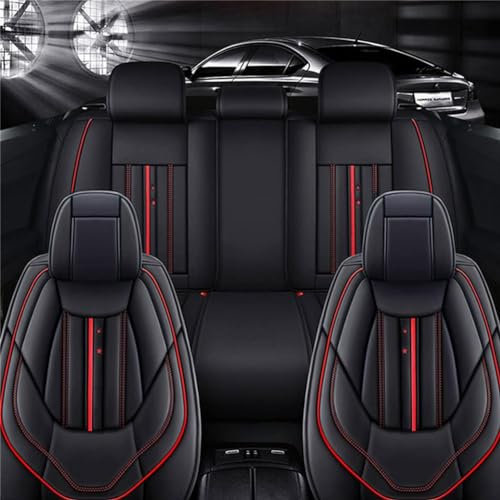 YHQKJ Autositzbezüge Auto Sitzbezüge Sets für A-UDI A4 B8 8K Avant 2008-2011, Autositzbezug Leder Schonbezüge Wasserdicht Sitzauflage Komplettset Zubehör,A/Black