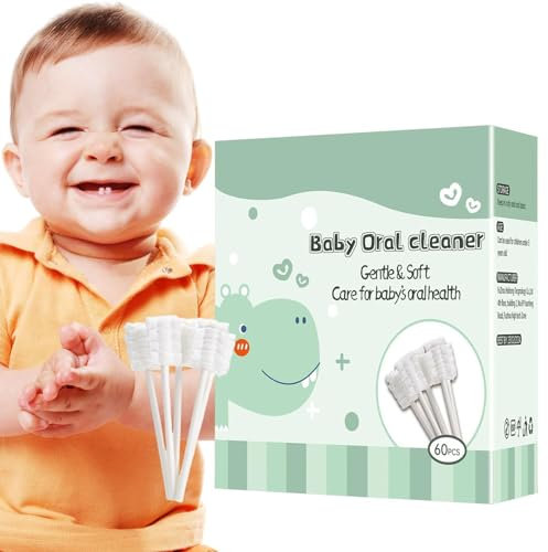 60/102 piezas de limpiador de lengua para bebé, limpiador oral para bebé, cepillo de dientes para bebé, varillas de limpieza oral de gasa para recién nacidos, limpiador de encías con mango de