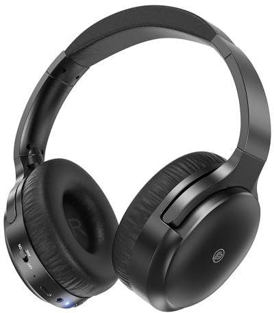 Falebare Casque Bluetooth sans Fil à Réduction de Bruit Active-Jusqu'à 80 Heures d'autonomie et Charge Rapide-avec Micro pour Appels Téléphoniques,Casque Over-Ear,Léger, Confortable et Pliable,Noir