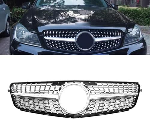 Uklal Coche ABS Rejilla radiador, para Mercedes-Benz C-Class W204 2009-2014 Parrilla Delantera Rejillas Radiador Delantero Doble Puente Accesorios Repuesto