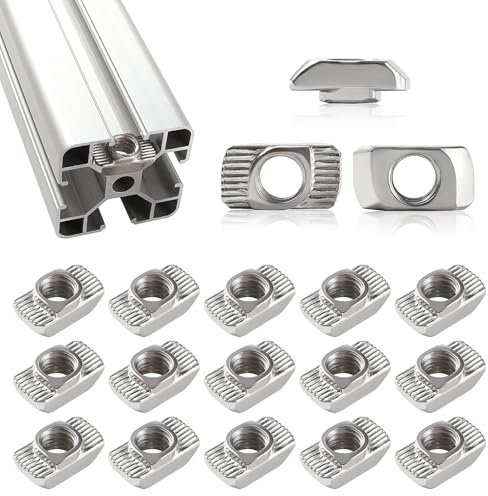 Lyeteung 15 Piezas 40 Series M8 Tuercas en T, Tuercas de Cabeza de Martillo, Tuercas Ranuradas en T de Acero al Carbono, para Perfil de Extrusión de Aluminio 40 Series
