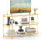 COSTWAY TV Stand for TVs up to 65 Inches, 140cm Tempered Glass Console Table TV Unit, 3-Tier Modern TV Cabinet Media Entertainment Center for Living Room Bedroom Hallway Entryway, Gold