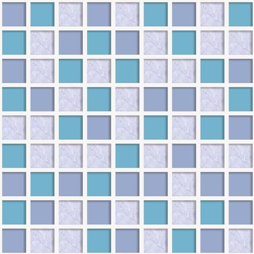 ANHUIB Mosaic Wallpaper,Blue and Grey Tiles Wallpaper,Toilet Wall Paper (44x300cm) Mosaic Tile Stick on Vinyl Wrap Stickerss Self Adhesive Sticky Back Plasitc Roll Backsplash for Kitchen Bathroom