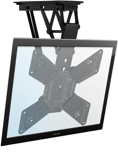 IUBGFTO Ceiling TV Mount Stand - Motorized TV Mount, Telescopic Auto Lifting TV Stand, with Remote Control, Fits32-55 Inch TVs, 0-75° Flip Down, 0° to 85° Tilt Angle Adjustment, Easy to Install