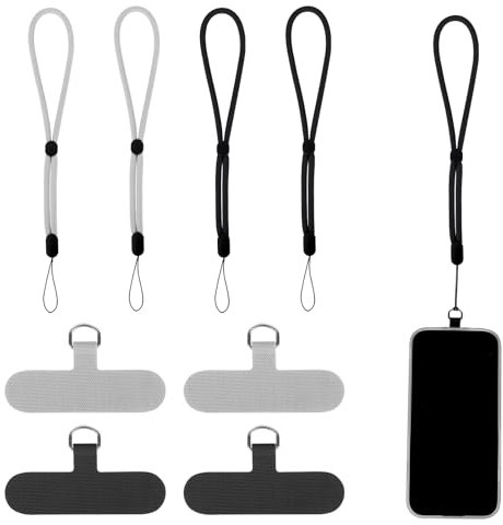 4 Stück Handhandschlaufe Lanyard, Hand Wrist Strap Lanyard, Verstellbares Extra Stabiles Handgelenk-Trageband, Wrist Phone Lanyard, Handykette Universal mit 4 Patch Geeignet Alle Smartphone