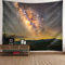 Lirzxin Tapisserie Wandbehang, Wandteppich Grau Gelb Sternenhimmel und Berg Landschaft Tapestry Wandteppich Wandtuch Strandtuch Dekotuch, 150x150CM