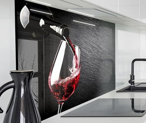 timalo Herd Spritzschutz Wand Spüle, Küche Küchenrückwand Glasoptik | Acryl Glas 2mm | Glasrückwand Acrylglas Küchenpaneele Rückwandschutz Platte | 60x52cm Rotwein Schieferplatte