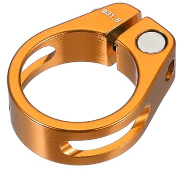 PATIKIL 31.8mm Cycles Bike Seat Post Clamp, Aluminum Alloy Seat Tube Clip Bike Quick Release Clamp for Mountain Bike Road Bike Gear Track Bike Folding Bike Gold