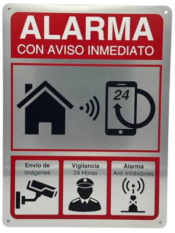 LEIASA | Cartel Videovigilancia - 21x28 cm - Aluminio - Grosor 0.8 mm - Señal Zona Videovigilada - Impresión UV - Cartel Alarma - Señal Videovigilancia homologado 21x28