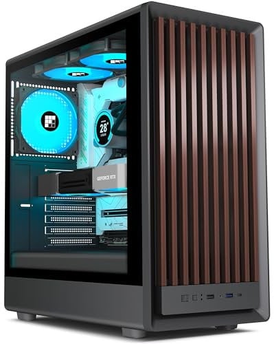 FOIFKIN M1 PC Case - Wood Walnut front, Pre-Installed 4 PWM ARGB Fan, ATX Mid-Tower Gaming PC Case, With Type-C (Black, M1)