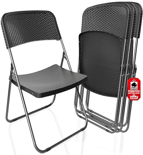 BigDean Klappstuhl Rattan Optik – Campingstuhl belastbar bis 200kg – wetterfester Gartenstuhl Balkonstuhl Campingstuhl klappbar (4)
