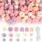 112 Stück Blumenförmige Silikonperlen Set, Gänseblümchen Bastelperlen, Rund Lose Bastelperlen mit Nylonseil für DIY Schmuck, Schlüsselanhänger, Armbänder