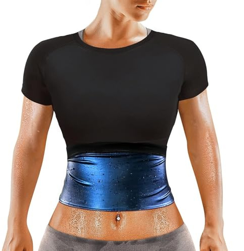 JiaYouLC Herren Damen Saunaanzug zur Gewichtsreduktion, kurzärmelig, Sauna-Shirt, Taillenabbau, Schweiß, Bodyshaper, Sauna-Top für Fitnessstudio, Training, Sport, Männer, M