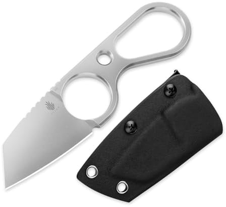 Kizer Bowtie Neck Knife EDC Messer mit 6,3cm Silber D2 Klinge, 1061A1 | Reverse-Tanto Klinge Feststehende Messer mit Scheide, Kleine Survival Camping Messer für Männer Frauen