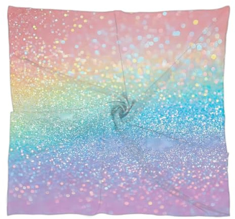 Mexpekil Quadratischer Seidenschal Regenbogen Pastell Glitzer Ombre Kopftuch für Frauen Haar Stirnband Satin Schals Bandanas Halstuch Frauen Geschenk Halstuch