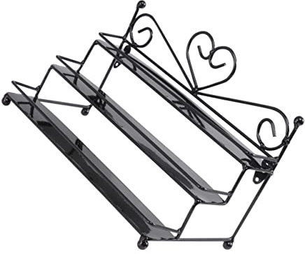 BESTYASH 1Pc Vintage Iron Nail Polish Storage Rack Multi Layer Cosmetics Organizer for Durable Makeup Display Holder with Safety Railings Black