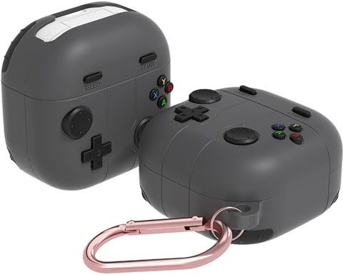 GIOPUEY Hülle Kompatibel mit Samsung Galaxy Buds Core, Niedlich Spaß Cartoon Silikon TPU Schutzhülle mit Schlüsselbundhaken Case Cover für Jungen Mädchen Männer Frauen - Dark Gray
