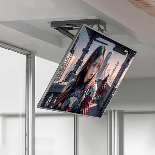 Adjustable Electric Ceiling TV Mount with Hidden Drop-Down Mechanism, 0-85° Tilt for Optimal Viewing, Ideal for Large Screen Setups