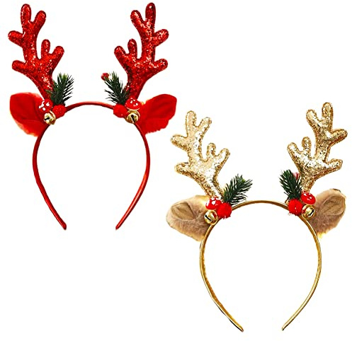 Spiritzohic Bandeaux de Noël Serre-tête de Noël, Bandeau de renne,Bandeaux de Décoration de Fête,Accessoires pour Fête de Enfant dultes