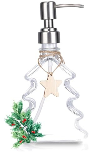 Weihnachtsseifenspender, Glas-Seifenspender in Weihnachtsbaumform mit Pumpe, transparente Leere Lotionsflaschen für Weihnachtsdekoration, Küche, Badezimmer, Lotion