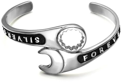 LMRJHAZ Armband Männer Armbänder Juwely Fashion Schraubenschlüssel Armband Reparaturwerkzeug Schraubenschieb Manschette Open Armband Männer Motorradfahrer Punk Rock Party Schmuck Schmuck