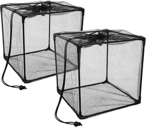Angoily 2 Stück Teichpumpen Filterbox mit Anti Verstopfungs Würfelnetz Schwarzer Metallrahmen Universeller Pumpenfilterkasten für Gartenteiche Schwimmbecken und Springbrunnen