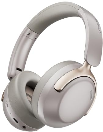 LORELEI Q30 Bluetooth Headphones Over Ear,60H Playtime & 3 EQ Music Modes,BT6.0 Headphones Wireless with Mic,Foldable Lightweight Headsets,HiFi Stereo Deep Bass for Home Travel iPad Tablet-Dunes Grey