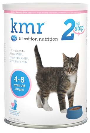 PetAg KMR 2nd Step Kitten Weaning Food - 14 oz - Powdered Kitten Weaning Formula with DHA, Natural Milk Protein, Vitamins & Minerals for Kittens 4-8 Weeks Old - Easy to Digest