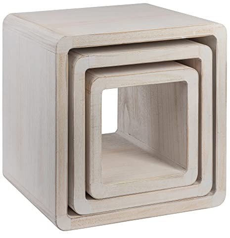 NEG® Tisch-Set VINUJA aus Holz - dreiteilige Beistelltische - Shabby chic Weiss - ideal für Ihr Zuhause - Wohnzimmertisch oder Nachttisch aus Echtholz - die perfekten Deko-Tische