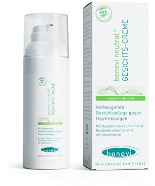benevi Gesichts-Creme 50ml reichhaltige Pflege für empfindliche und irritierte Haut - zur Pflege der trockenen und zu Neurodermitis neigenden Haut - Hyaluron Panthenol Sheabutter pH-hautneutral