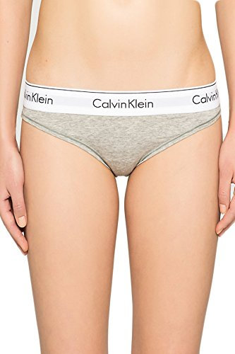 Calvin Klein - Women's Underwear - Bikini Brief - Modern Cotton - Medium Rise Waist - Signature Waistband Elastic - Grey Heather - XS