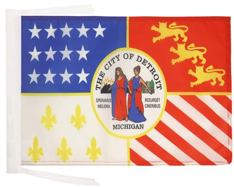 AZ FLAG Flagge Detroit 45x30 cm Polyester 100D Kordeln | Für innen und außen Vereinigten Staaten von Amerika dekorative Flagge doppelte Nähte und verstärkte Kanten mit Schnüre