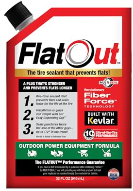 FlatOut Off-Road Tire Sealant, Outdoor Power Equipment Formula, Prevents Flat Tires, Fix a Flat Tire, Seals Leaks, Contains Kevlar, 32 Ounce Bag, 1-Pack
