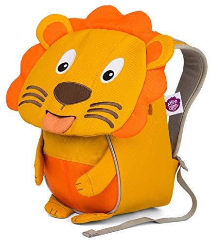 Affenzahn Kleiner Freund Kindergarten-Rucksack für 1-3 Jährige Ergonomisch Reflektierend Ziehzunge mit Namensschild Löwe - Gelb