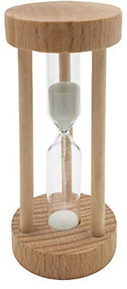 Supvox Sablier en bois de 3 minutes - Blanc - Sable - Minuteur - Décoration de table - Pour cuisiner, masque, yoga, jeux - Se brosser les dents